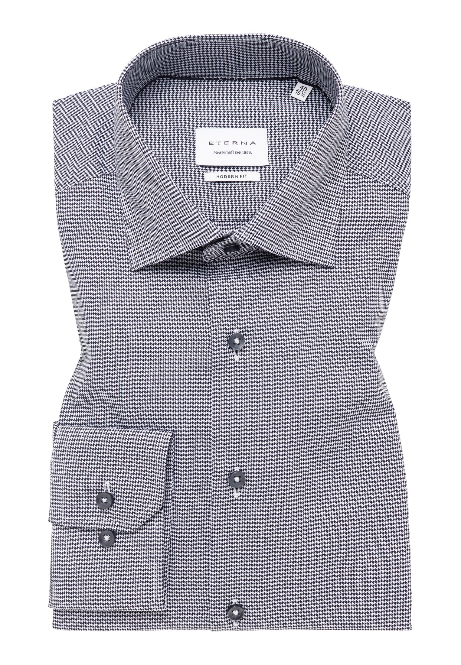 Hemd Pepita Langarm 43/Langarm - 65cm MODERN FIT - Silber