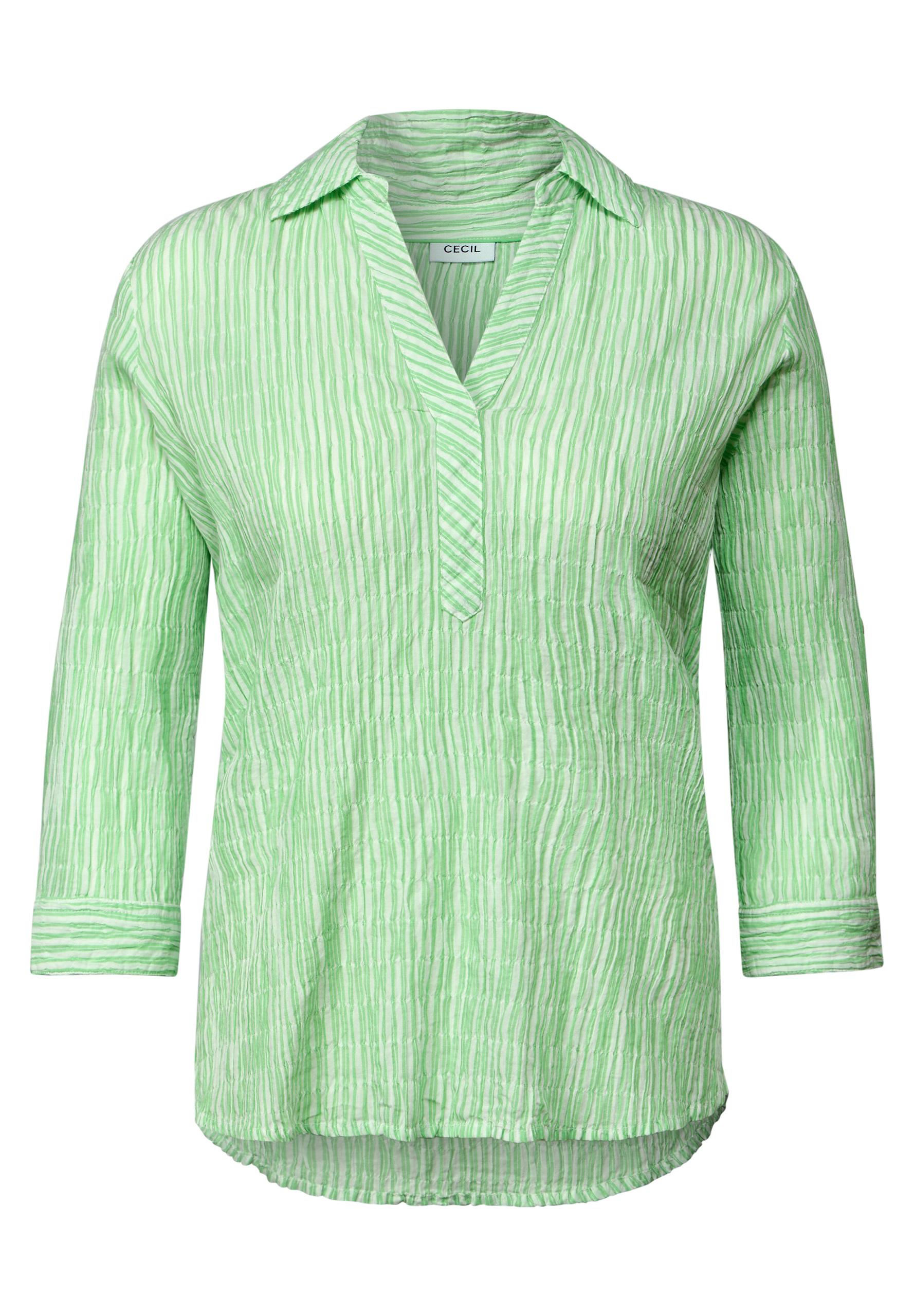 Gestreifte Seersucker Bluse S - Iced Neon Green