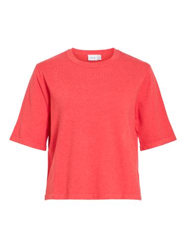 VIMALU O-NECK 2/4 KNIT TOP-NOOS XS Locker geschnitten - Hibiscus