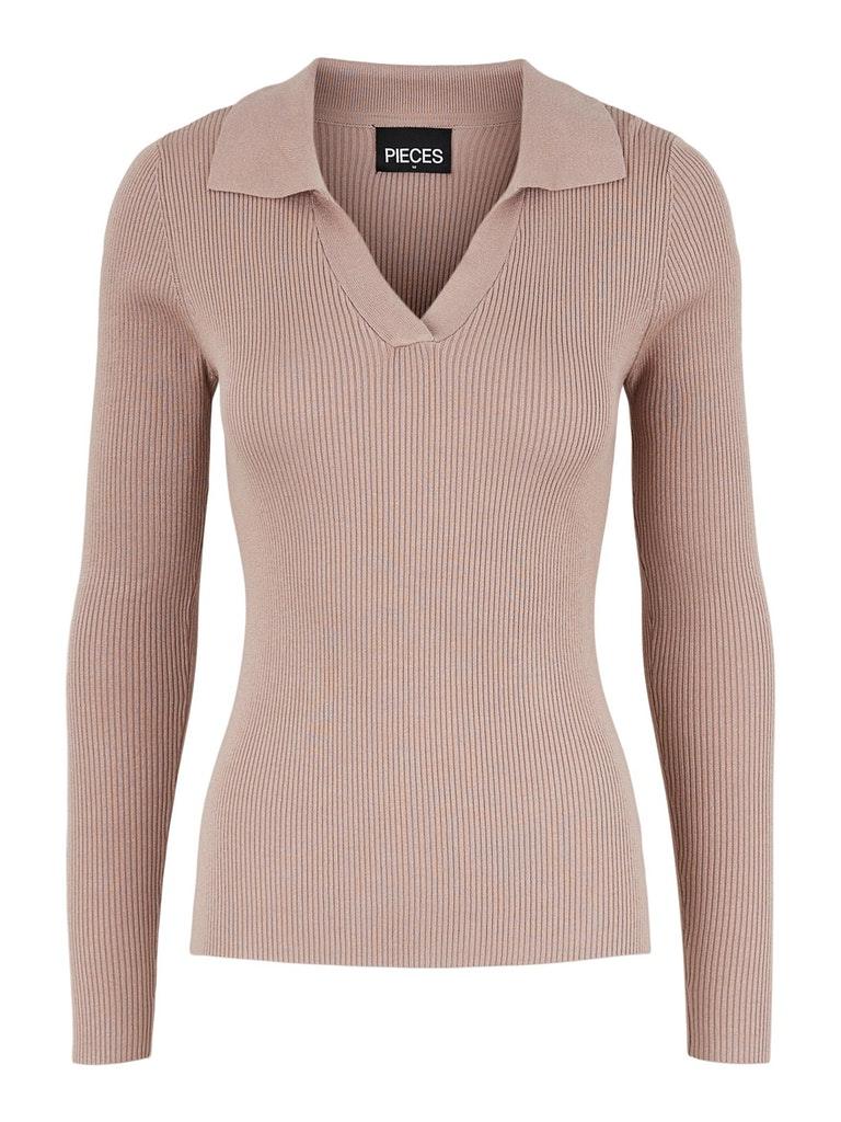 PCHARTLEY LS V-NECK POLO KNIT BC Grau L