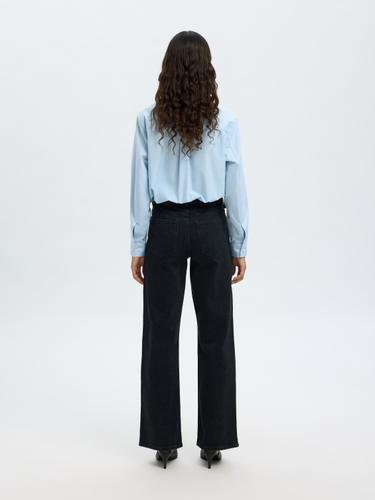SLFWIDE BEA-KORI HW JEANS NOOS 27/32 Weiter Beinschnitt - Black Denim