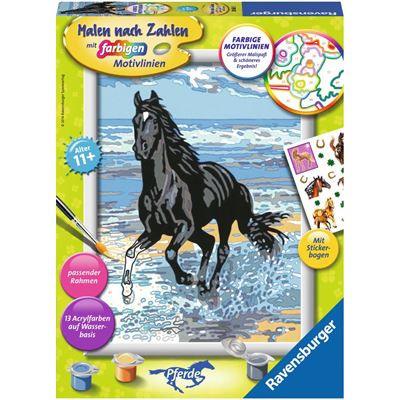 Ravensburger Spiel - Malen nach Zahlen mit farbigen Motivlinien - Pferd am Strand