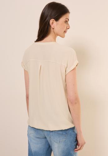 Kurzarmbluse in Unifarbe L - Pearl Beige