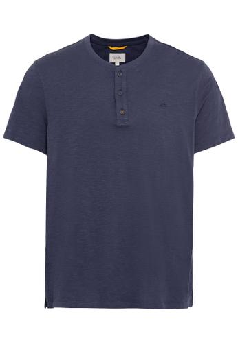 Kurzarm Henleyshirt aus reiner Baumwolle Blau 5XL