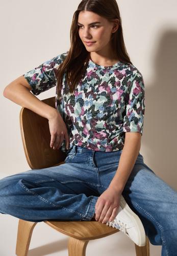 Shirt mit Burn-Out-Muster L - Vanilla White