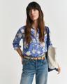Regular Fit Leinen Bluse mit Blumen-Print 36 - Perfect Blue