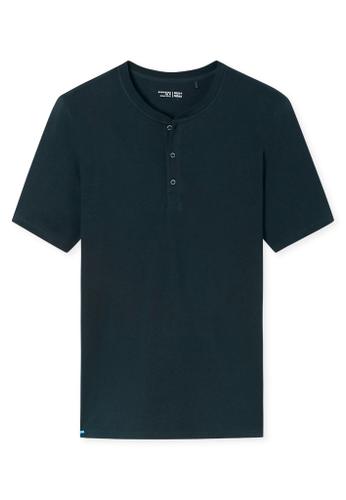 T-Shirt Knopfleiste Blau 50