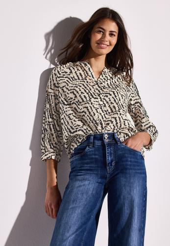 Print-Bluse mit Tapedetails 36 - Moonstone Sand