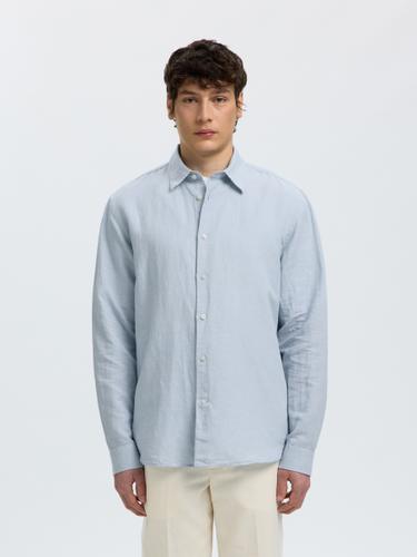 SLMREGCLAUS CLAY LINENBLEND LS SHT NOOS XL Normal geschnitten - Dusty Blue