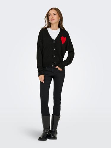 JDYVITTORIA L/S HEART CARDIGAN KNT S Knit Fit - Black