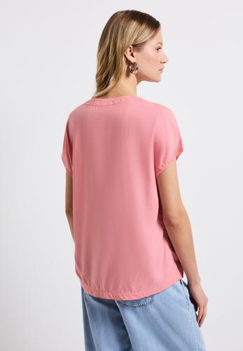 Split Neck Bluse in Unifarbe 36 - Blush Peach