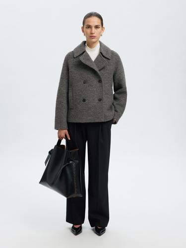 SLFALMA BOUCLE WOOL BLEND JACKET NOOS 40 - Medium Grey Melange