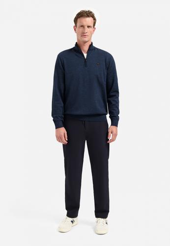 Pullover Half Zip 2 Coloured Melange XXL Regular Fit - Navy