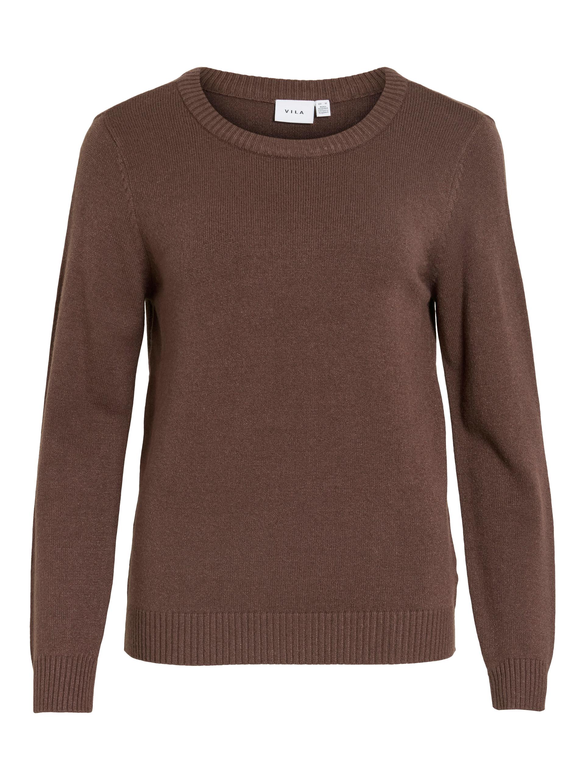 VIRIL O-NECK L/S KNIT TOP - NOOS XL Normal geschnitten - Coffee Bean