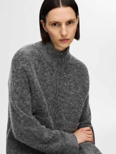 SLFSIA RAS LS KNIT ZIPPER CARDIGAN NOOS L Locker geschnitten - Medium Grey Melange