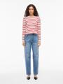VIDALO O-NECK L/S STRIPE KNIT TOP- NOOS M Normal geschnitten - White Alyssum