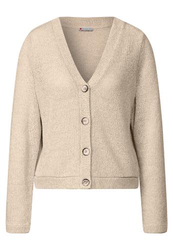 Glitzernde Strick-Look Jacke Beige 40