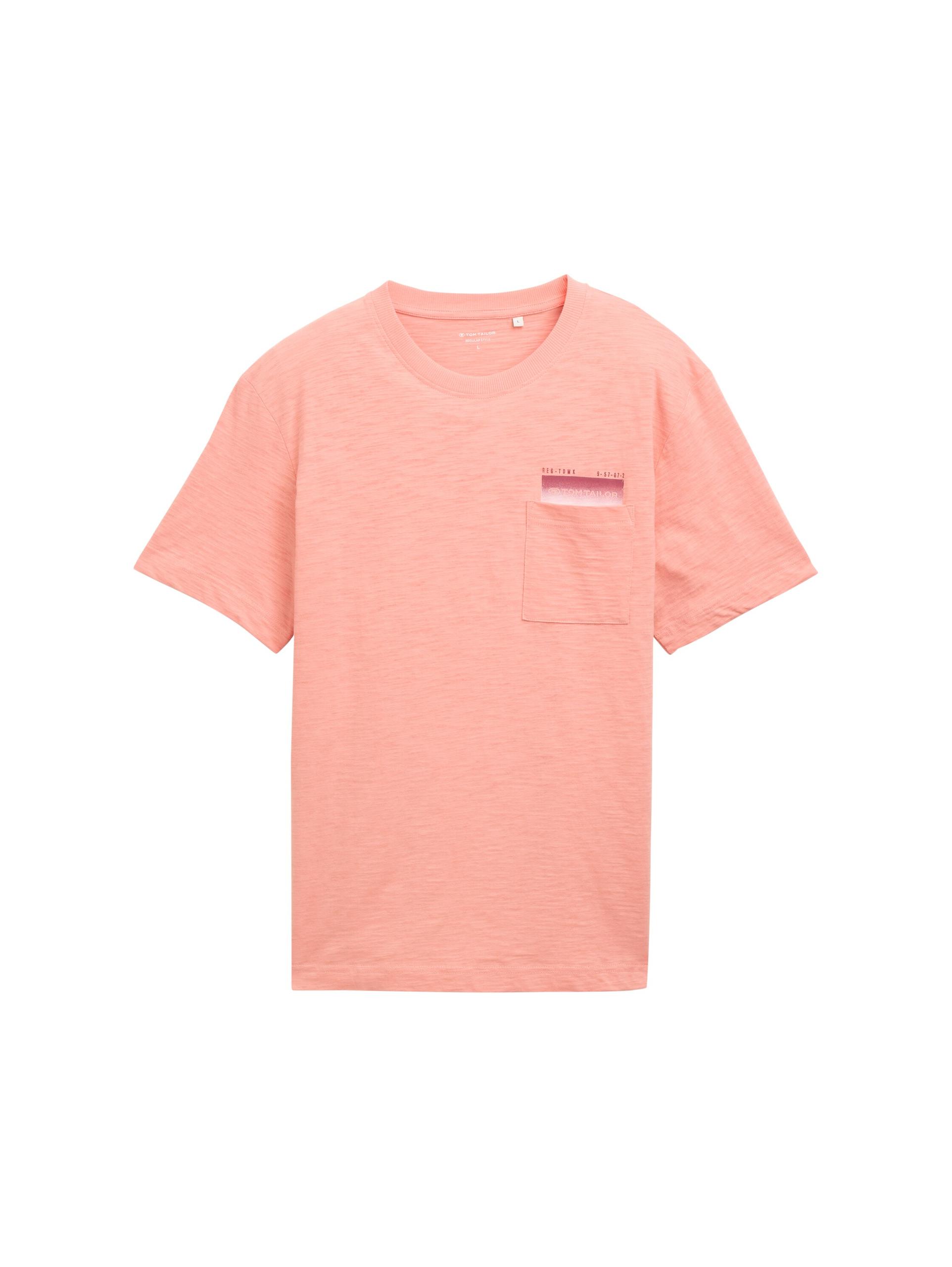T-Shirt mit Brusttasche XL Regular Fit - Hazy Coral Rose
