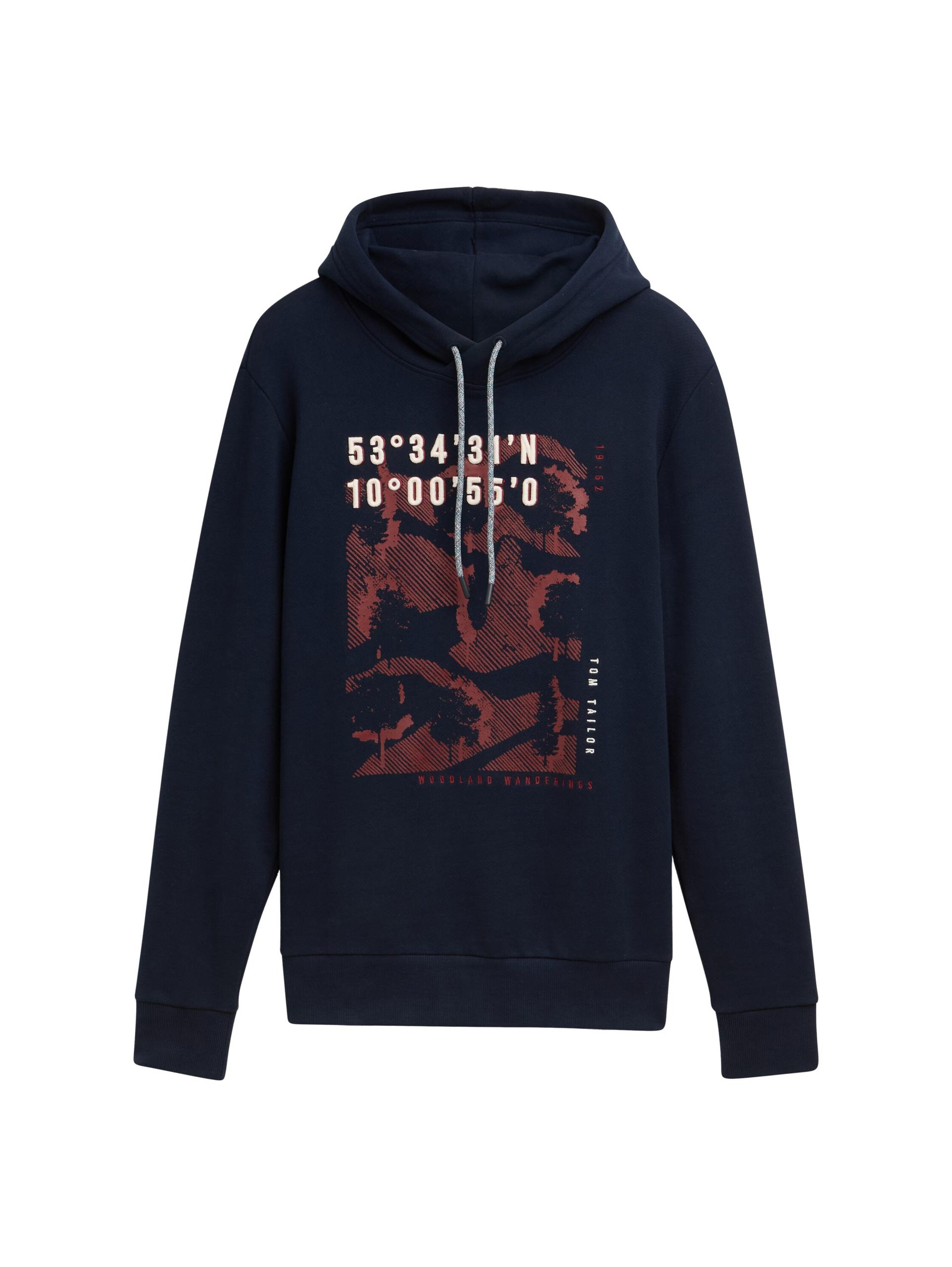 Basic Hoodie mit Print M Regular Fit - Sky Captain Blue