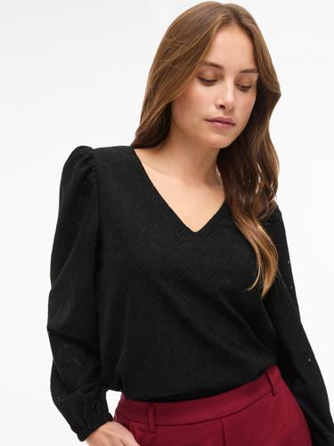 VIFERO V-NECK L/S TOP/DFS/TES L Normal geschnitten - Black Beauty