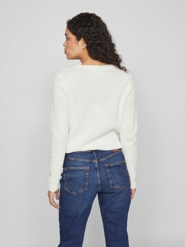 VIDALO O-NECK L/S KNIT TOP- NOOS M Normal geschnitten - White Alyssum