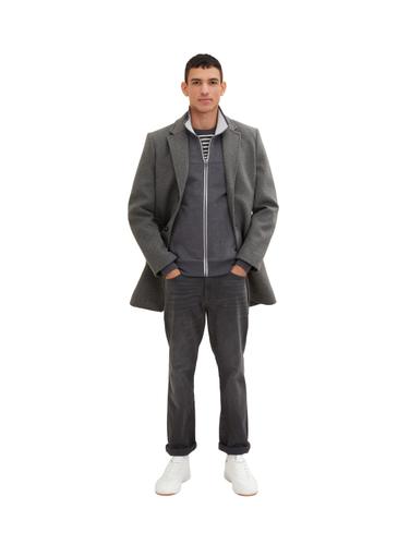 Sweatjacke mit Ziernaht M Regular Fit - Dark Grey Melange