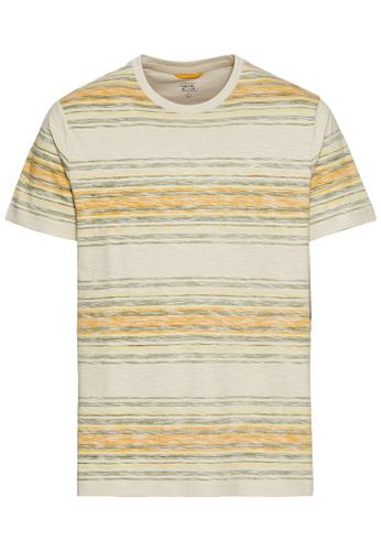 T-Shirt mit Streifenmuster aus Baumwolle Gelb XL