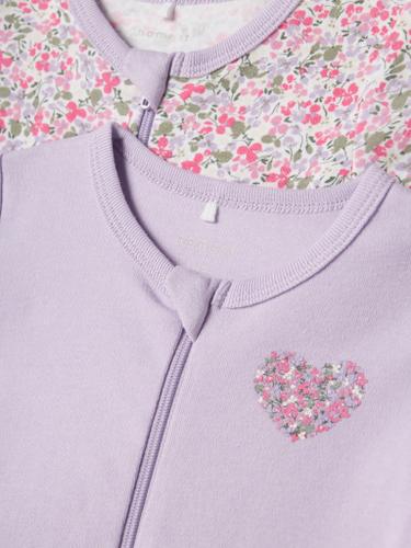 NBFNIGHTSUIT 2P ZIP FF PETIT FLOWER NOOS Violett 56