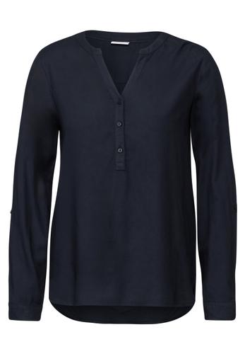 Bluse in Unifarbe S - Universal Blue