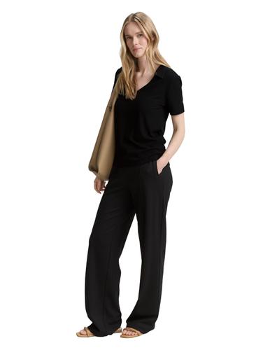 T-Shirt in Polo-Optik XXL Regular Fit - Deep Black