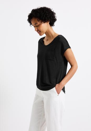 Leinen-Look T-Shirt 36 - Black