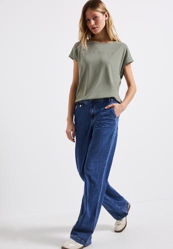 Silk-Look Shirt mit Wording 36 - Dusty Milky Green