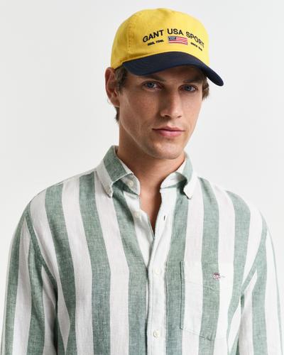Regular Fit Hemd aus Baumwolle und Leinen mit Streifen M - Woody Green