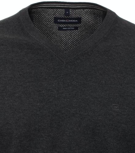 Pullover mit V-Ausschnitt uni 004430 L - Anthrazit