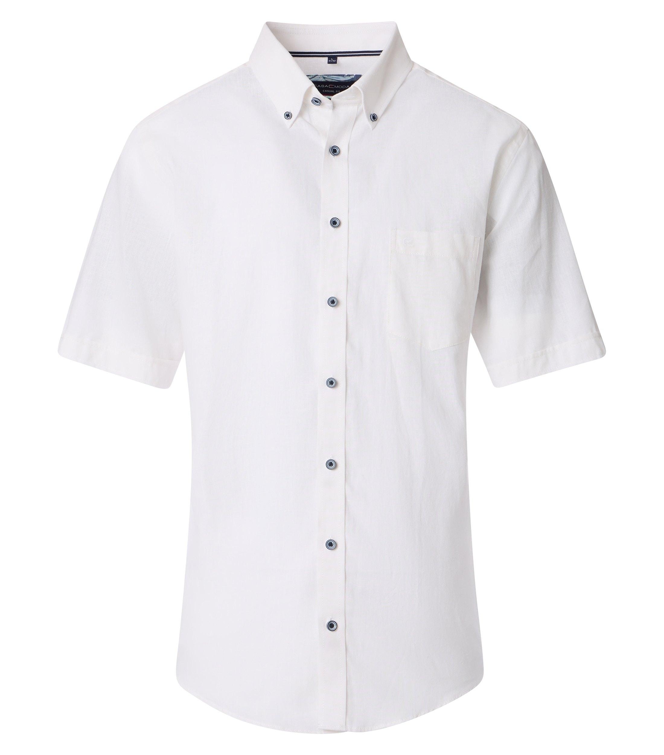 Leinenhemd L Casual Fit Short - Weiß