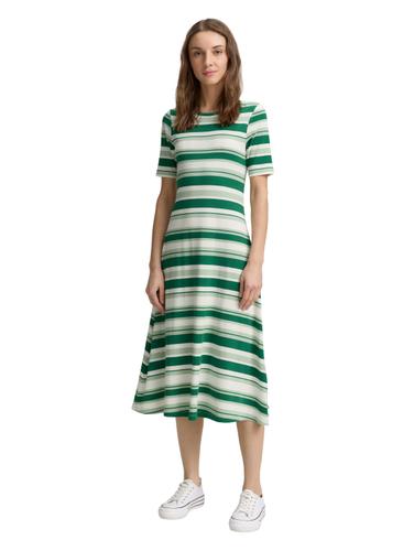 Midi-Kleid mit Streifenmuster XL Slim Fit - Green Mint Stripe