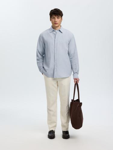 SLMREGCLAUS CLAY LINENBLEND LS SHT NOOS XL Normal geschnitten - Dusty Blue
