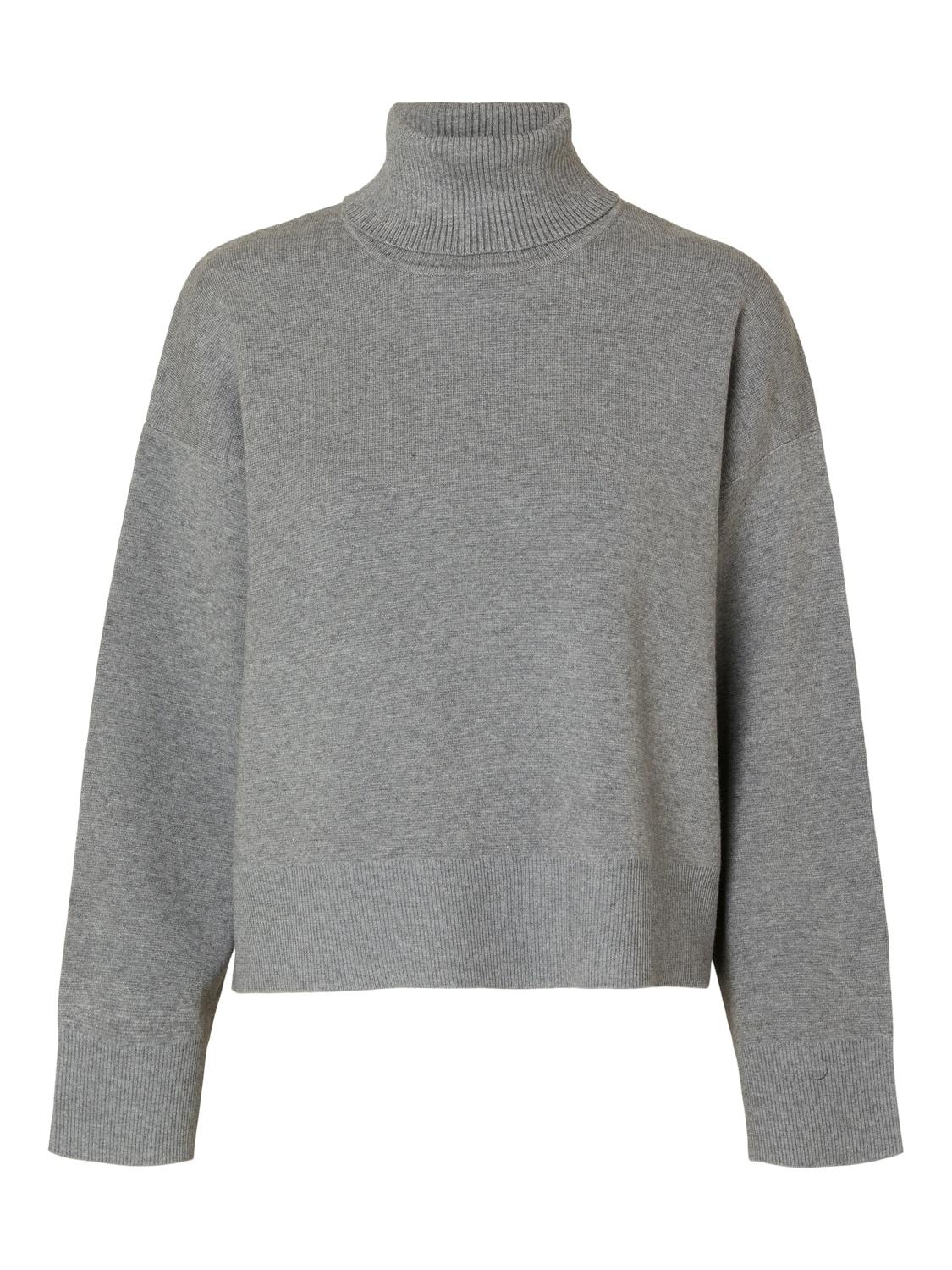 SLFKAMMA LS KNIT ROLL NECK NOOS L Locker geschnitten - Medium Grey Melange