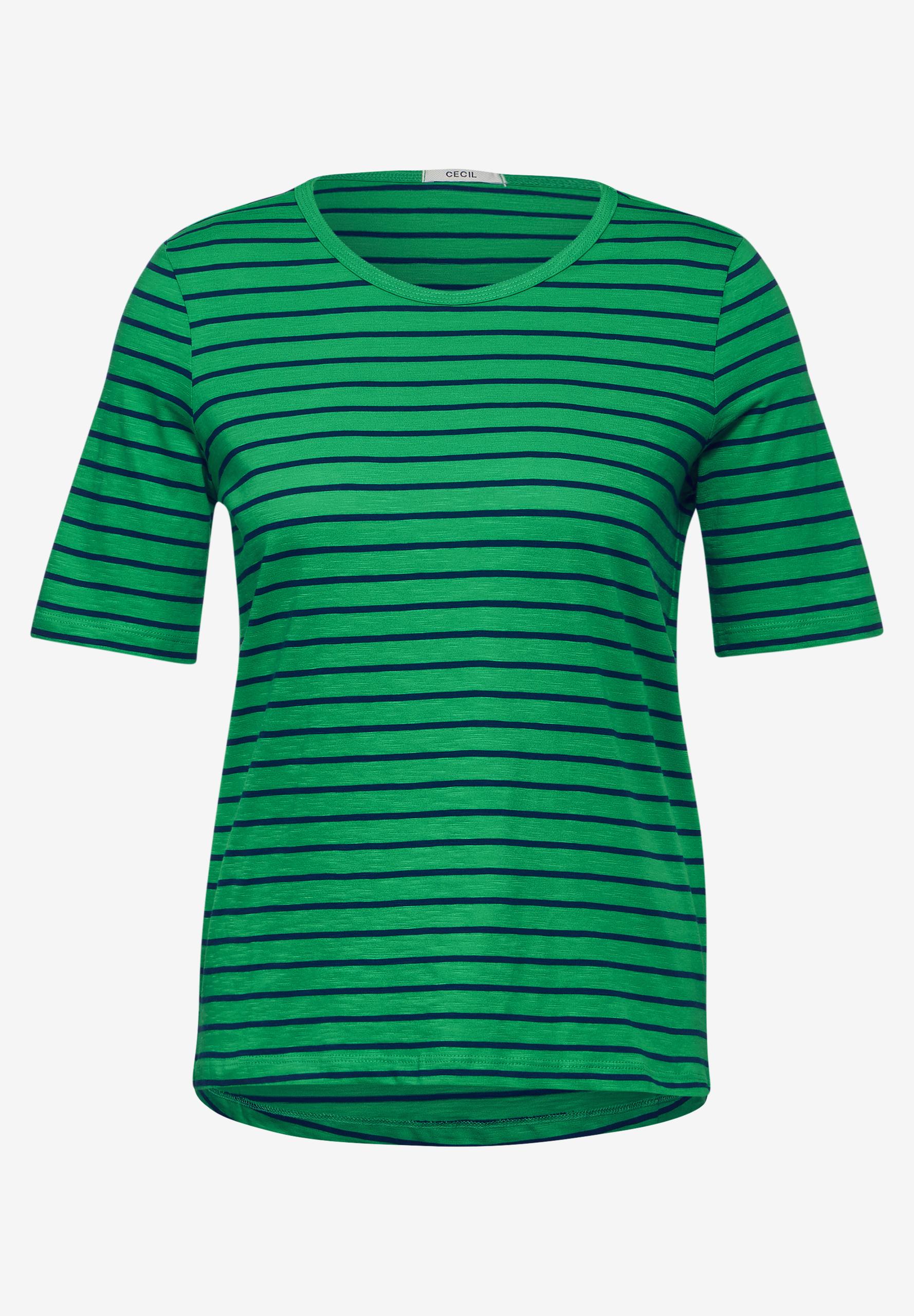 Flammgarn Streifenshirt M - Fresh Apple Green