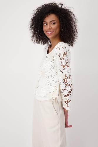 Häkelpullover mit Pailletten 42 - Cream