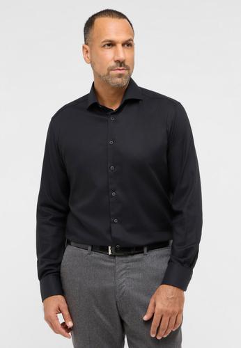 Performance Shirt Natté-Stretch Langarm 44/Langarm - 65cm MODERN FIT - Schwarz