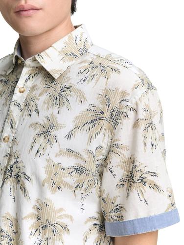 Regular Fit Kurzarmhemd mit Palmen-Print XXL Regular Fit - Off White Stripe Palm Design