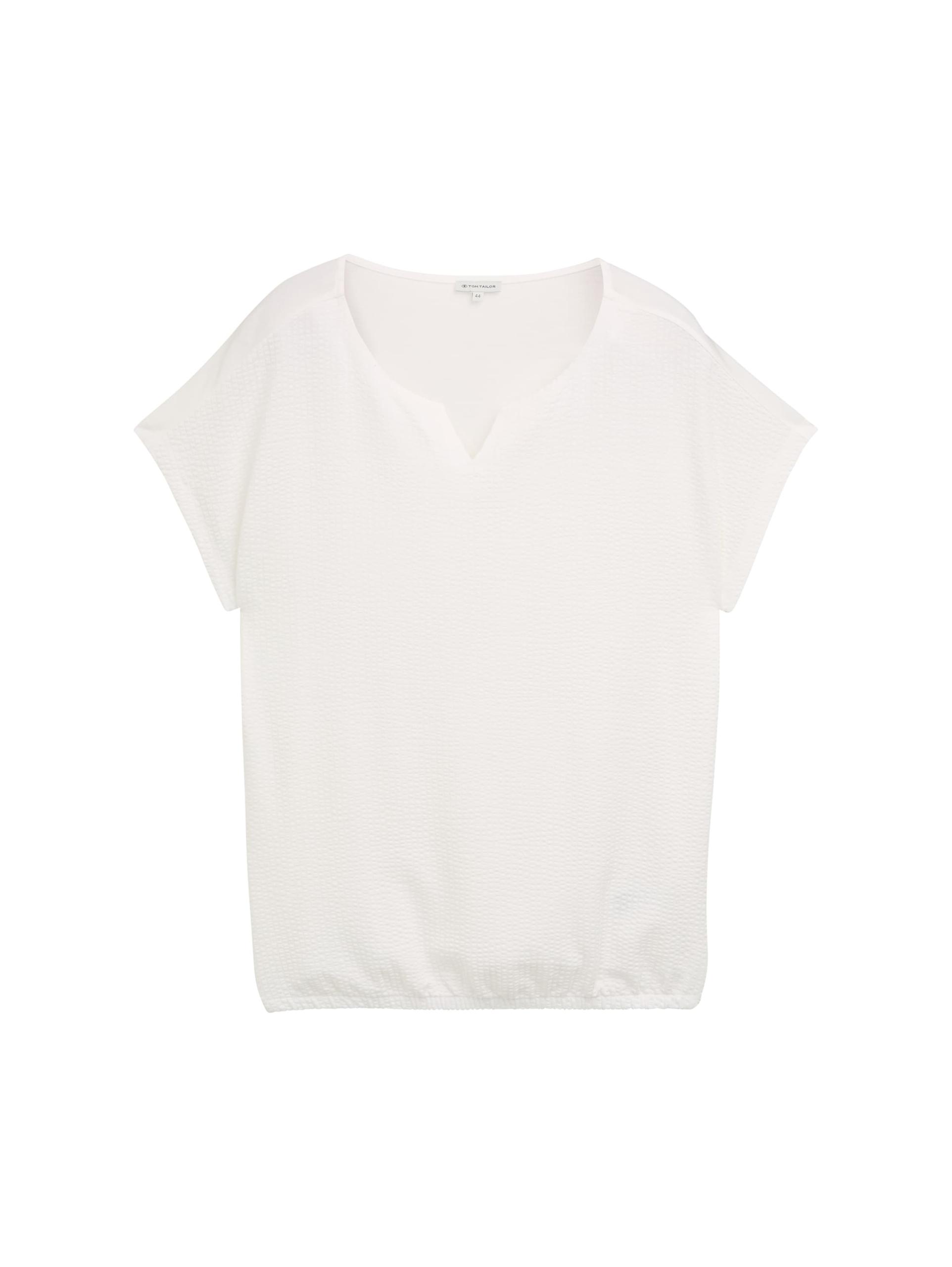 Plus Size - T-Shirt im Material-Mix 46 Regular Fit - Whisper White