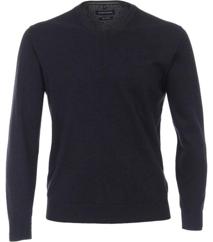 Pullover mit V-Ausschnitt uni 004430 M - Blau