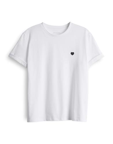OPUS T-Shirt »Serz« mit kleiner Herz-Stickerei - Weiß / 38