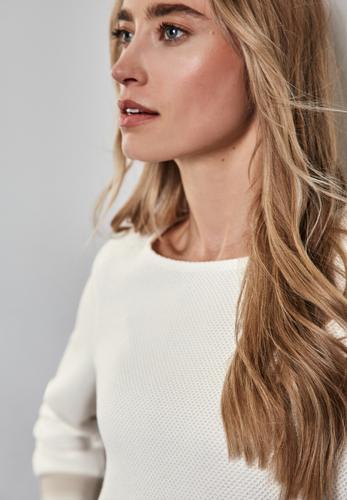Shirt mit Streifen-Bündchen 38 - Off White