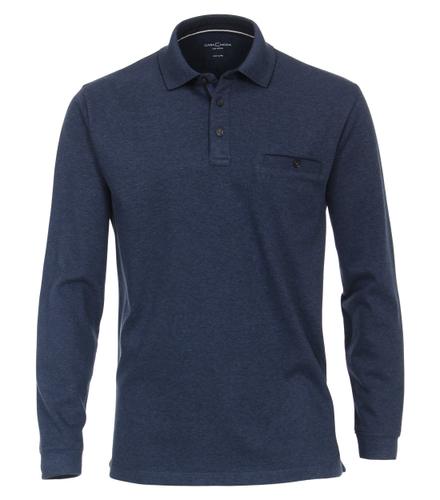 Polo-Shirt Langarm gestreift L - Blau