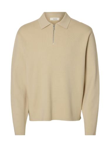 SLHTELLER FN RELAXED HALF ZIP POLO NOOS L Locker geschnitten - Oatmeal