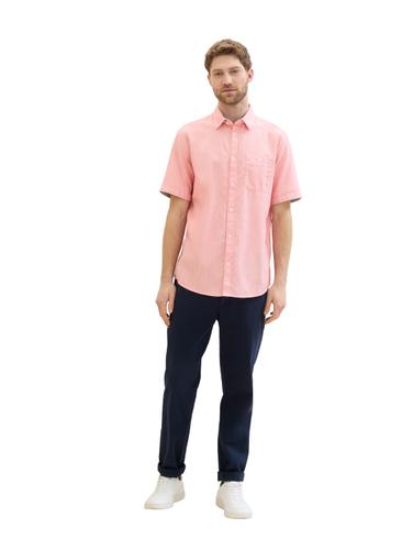 Chambray Kurzarmhemd XXL Regular Fit - Coral White Structure