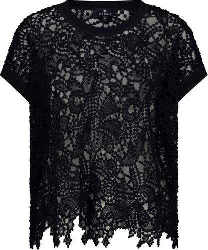 Kurzarm-Pullover mit Spitze 36 - Schwarz